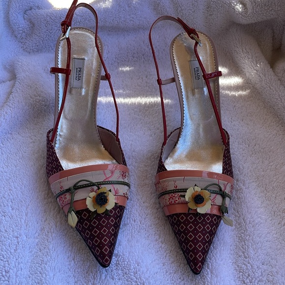 PRADA FLORAL SLINGBACK HEELS - Picture 16 of 16
